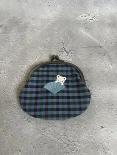 完売品 ファミリア×末富 がま口 小銭入れ familiar ファミリアfamiliar ×末富 がま口 小銭入れ 赤チェック柄 クマ