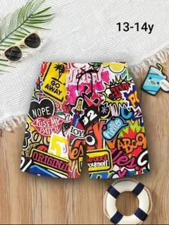 新品カラフル グラフィティ ハーフパンツ 13-14y　ne