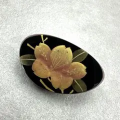 蒔絵 ブローチ 花柄 ヴィンテージ ゴールド アンティーク