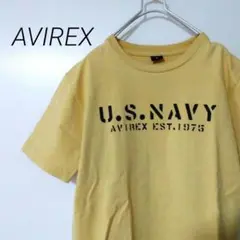 【AVIREX】古着 U.S.NAVY Tシャツ イエロー M ワッペン