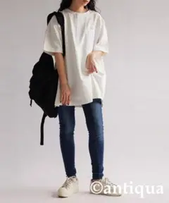 【新品】antiqua バスクヘンリーTシャツ ユニセックス