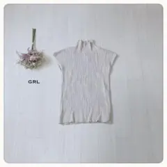 ♢【人気サイズL】グレイル ハイネックフレンチスリーブリブニットトップス2576