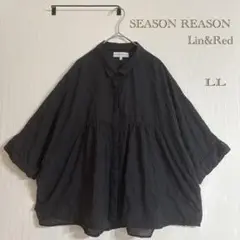 ✧̣̥̇SEASON REASONブラウス ちび襟 ギャザー ふんわり ブラック5分袖