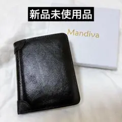 二つ折り財布　財布 メンズ 本革 黒　ブラック　2つ折り 箱付き　新品