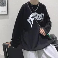 トレーナー XL 黒 【新品】長袖Tシャツ メンズ カジュアル スウェット ロゴ