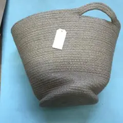 ベージュ ロープ編み 収納バスケット
