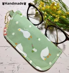 メガネケース ❦お散歩アヒル❦duck❦お花柄❦