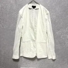 セオリー theory 麻 リネン混 ノーカラー ジャケット【2】M ホワイト