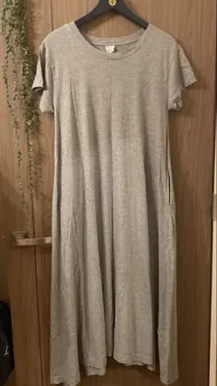 グレー 半袖 ロングカットソー　Tシャツワンピース ZOOTIE Aライン