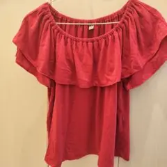 UNIQLO オフショルダー フリル トップス Sサイズ レッド