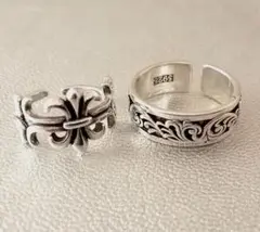 百合の紋章 ＆ 唐草 リング シルバー 指輪 ヴィンテージ ゴシック 新品