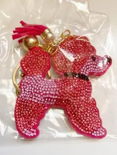 新品 プードル バッグチャーム キーホルダー わんちゃん 犬 ピンク