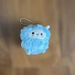 水色　ふわふわ　マスコット　ストラップ