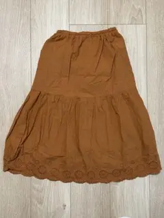 オレンジ色コットンフリルスカート 110cm相当