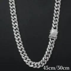 マイアミキューバンチェーンネックレス喜平メンズ45cm50cmシルバーN027