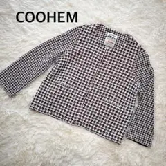 ✨極美品✨コーヘン ミックスツイード ノーカラー ジャケット マルチカラー M 美品 Coohem コーヘン 米富繊維 ノーカラーツイードジャケット36