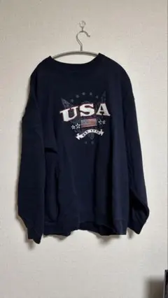 USAロゴ ネイビー 長袖トレーナー