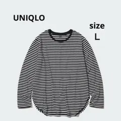 ユニクロ / Tシャツ ソフトコットン ラウンド ヘム ボーダー L