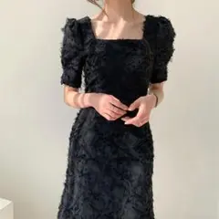 新品 レディース ドレス 黒 大人気 結婚式 二次会 パーティー 膝丈