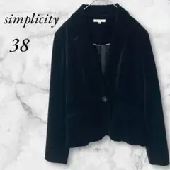 simplicity　テーラードジャケット　ベルベット調　３８　ブラック