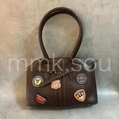 archive y2k brown 刺繍 ワッペン hand bag ブラウン