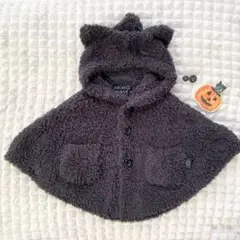 ジェラートピケ ベビー　黒猫　ポンチョ ハロウィン