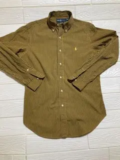 【美品】ラルフローレン　ストライプBDシャツ　マスタードイエロー　サイズM