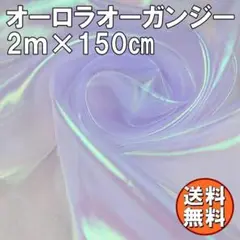 送料無料 オーロラ オーガンジー 生地 2ｍ ライトパープル 手芸 布 P27