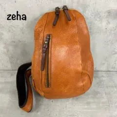 Zeha ツェハ ボディバッグ レザー キャメル ロゴ チャーム ドイツ
