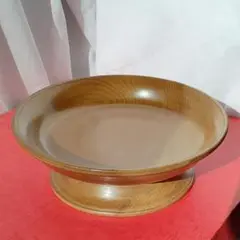 木の皿 朴(ホウ) 幅22.2cm 高7.5cm 足付 飾り盆 手作り 超銘木