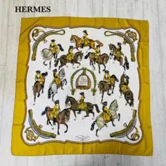 美品✨エルメス HERMES カレ90 貴族 馬 チェーン柄 大判シルクスカーフ