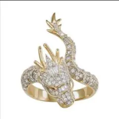 【SALE】リング メンズ アクセサリー ゴールド ドラゴン 龍 指輪 22号