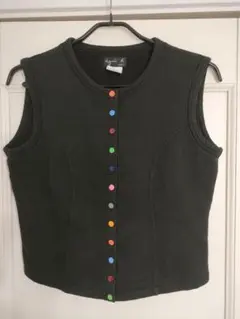 美品✦agnes b.アニエスベー　カラフルボタンベスト　L　ブラック