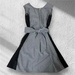 極美品【Noela】ノエラ ワンピース ギンガムチェック柄 サイドレース リボン