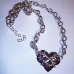 No.926 ブラックハートチョーカーネックレス 韓国 地雷 パンク 量産型