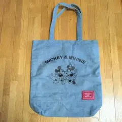 【美品】　ディズニー　ミッキー ミニー トートバッグ 　ブルー