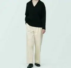 新品　 無印良品 縦横ストレッチチノタックワイドパンツ アイボリー L