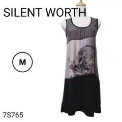 サイレントワース SILENTWORTH ノースリーブワンピース 花柄切替 M