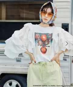 ニコアンド　コラボラッフルスリーブTシャツ