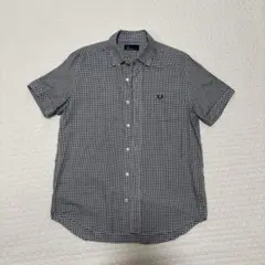 【美品】フレッドペリー ギンガムチェックシャツ 紺色 S メンズ レディース