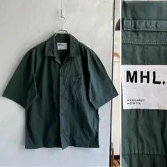 20SS MHL. オーバーサイズ オープンカラーシャツ XL グリーン