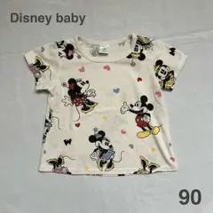 【美品】Disney baby ミッキー ミニー プリント Tシャツ 90