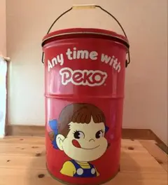 希少✨不二屋 ペコちゃん ポコちゃん　昭和レトロ　スツール缶　ペール缶　バケツ缶 希少✨不二屋 ペコちゃん ポコちゃん 昭和レトロ スツール缶