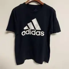adidas アディダス ブラック Tシャツ ロゴ入り L