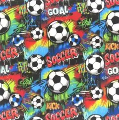 【ゆきちゃん限定】X2350-1 サッカー柄 カラフルペイント 生地 1m
