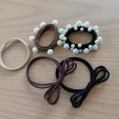 美品☆パール付きヘアゴム5個セット