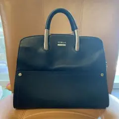FURLA ネイビー ゴールド ハンドバッグ