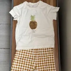 パイナップルTシャツとチェックパンツセット 90