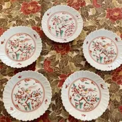 九谷焼 晴山 赤絵 小皿 5枚セット