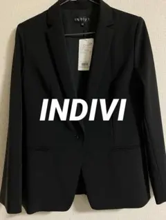 新品◆INDIVI◆シンプル◆ストレッチテーラードジャケット◆38◆M◆ブラック